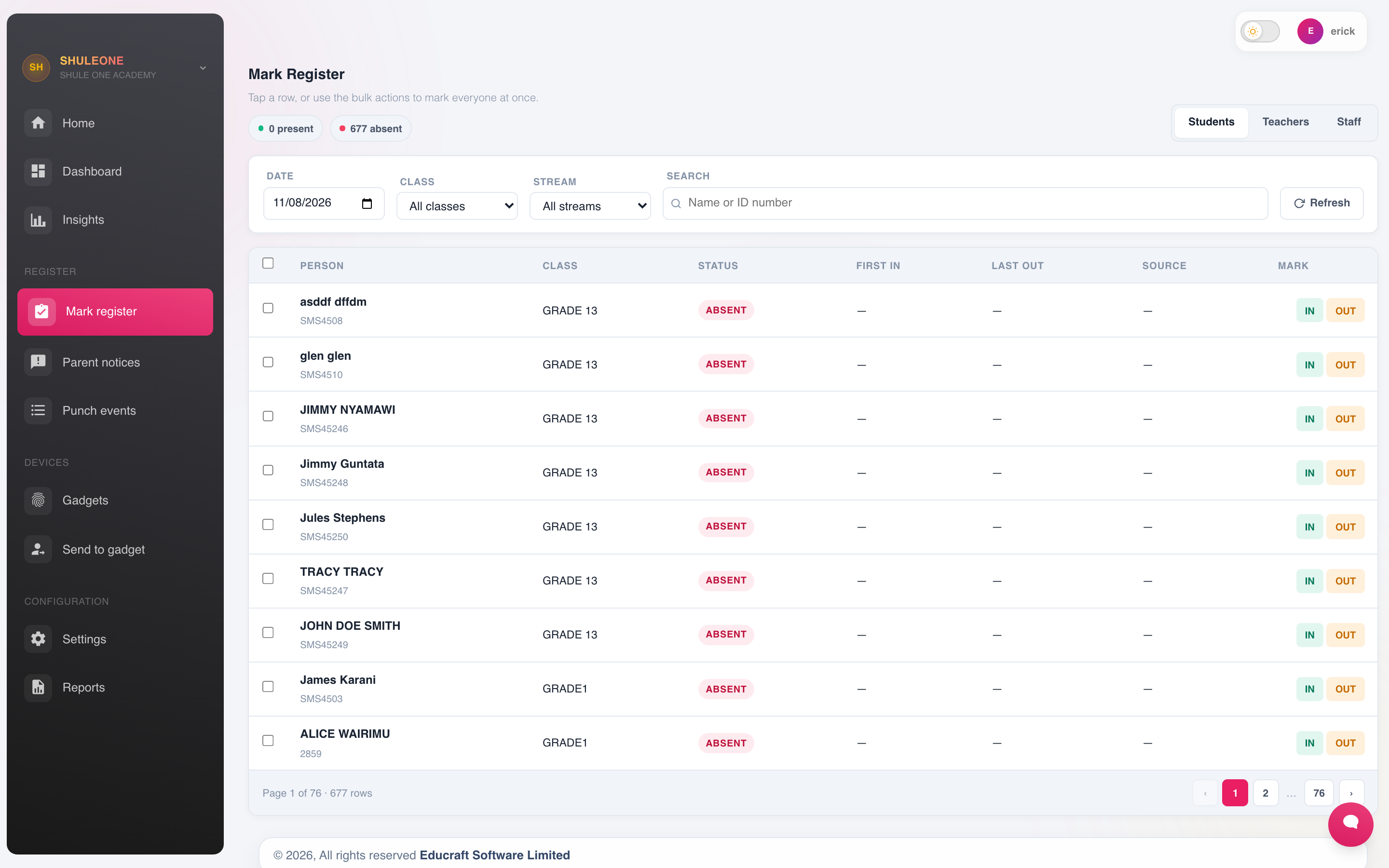 The mark-register workspace