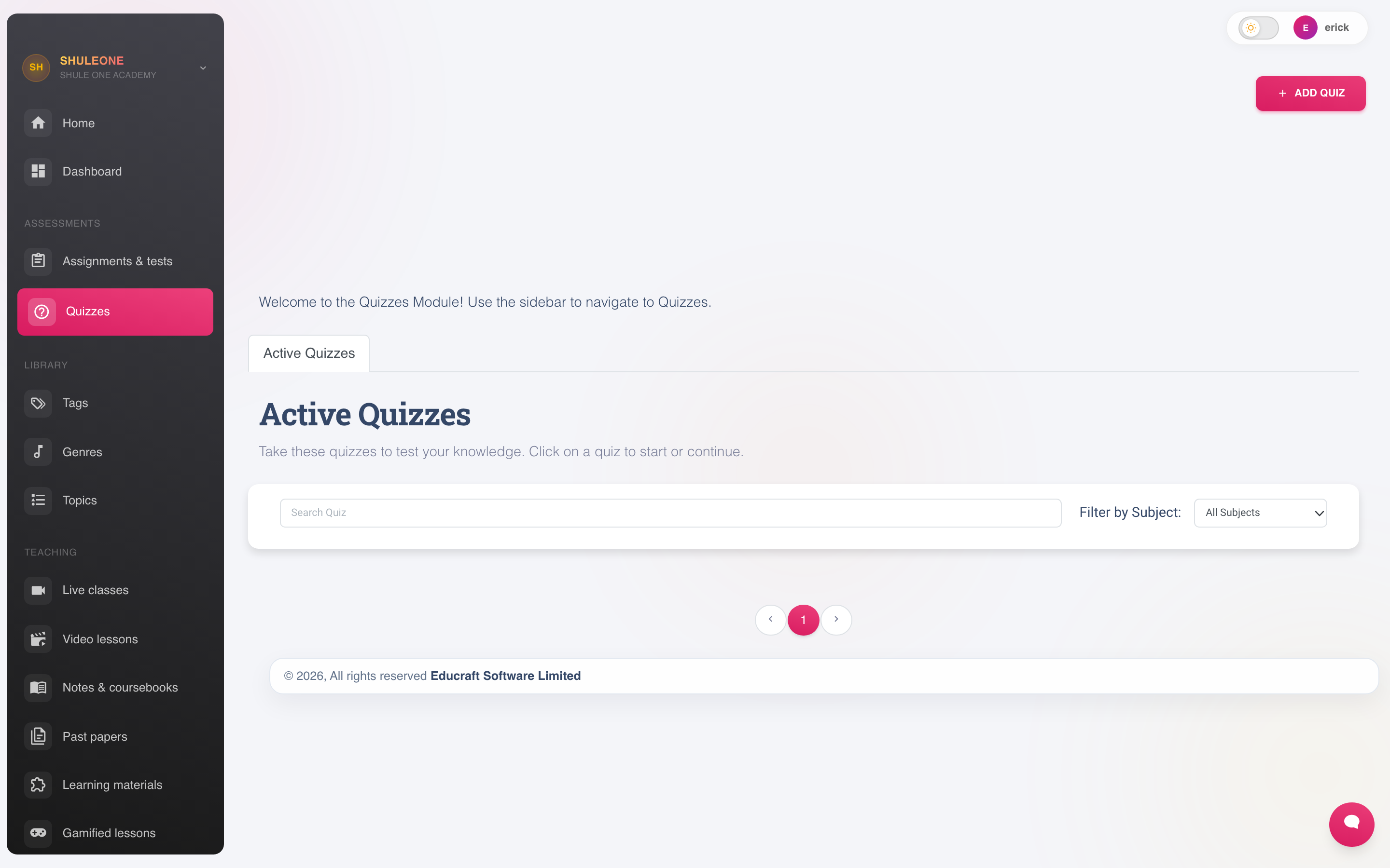 Active quizzes