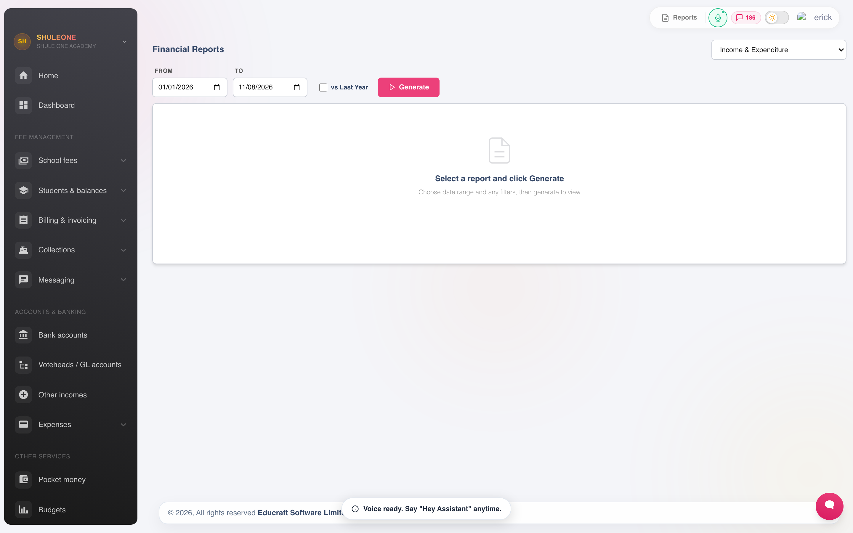 The financial-reports workspace