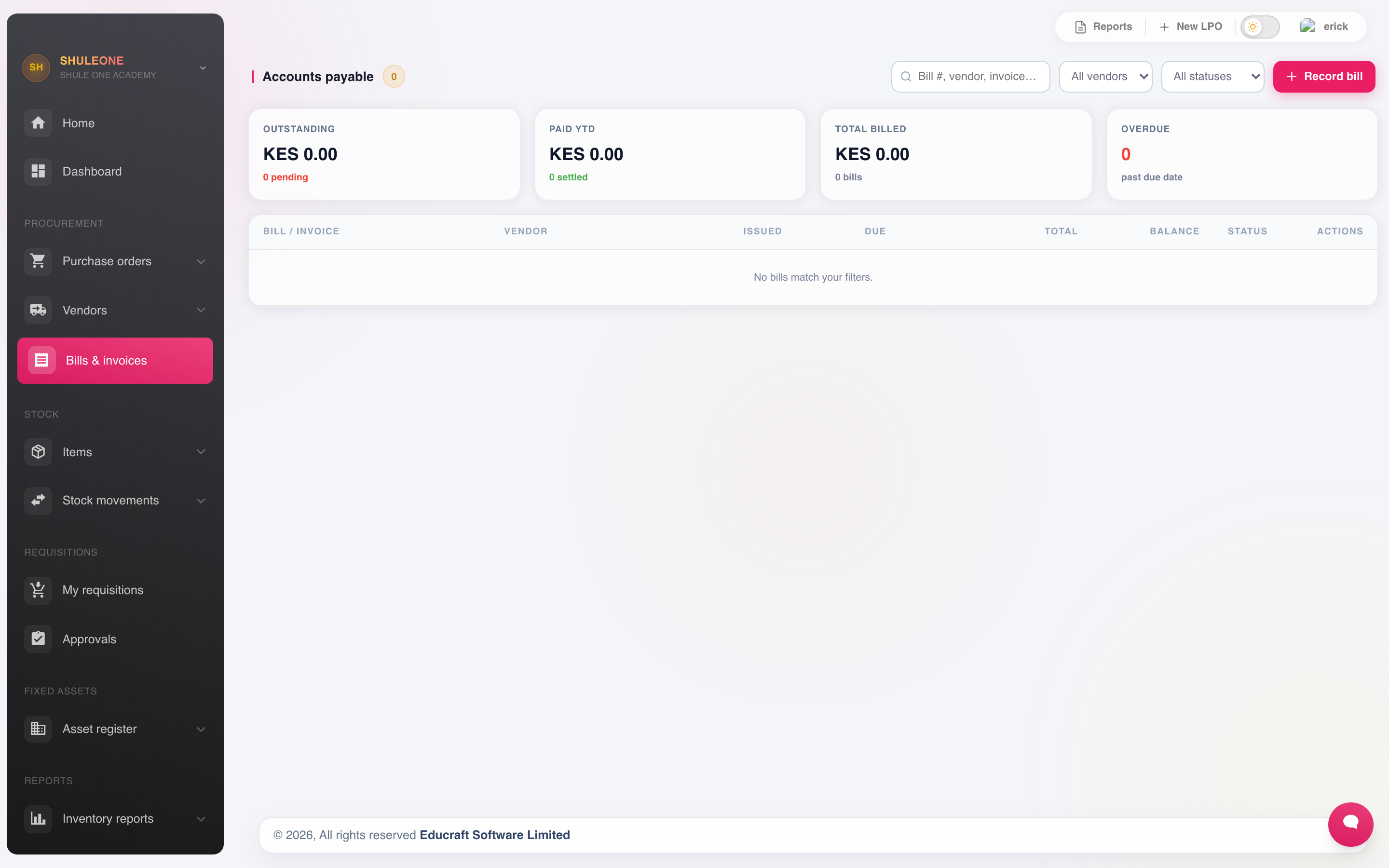 Accounts payable and vendor bills