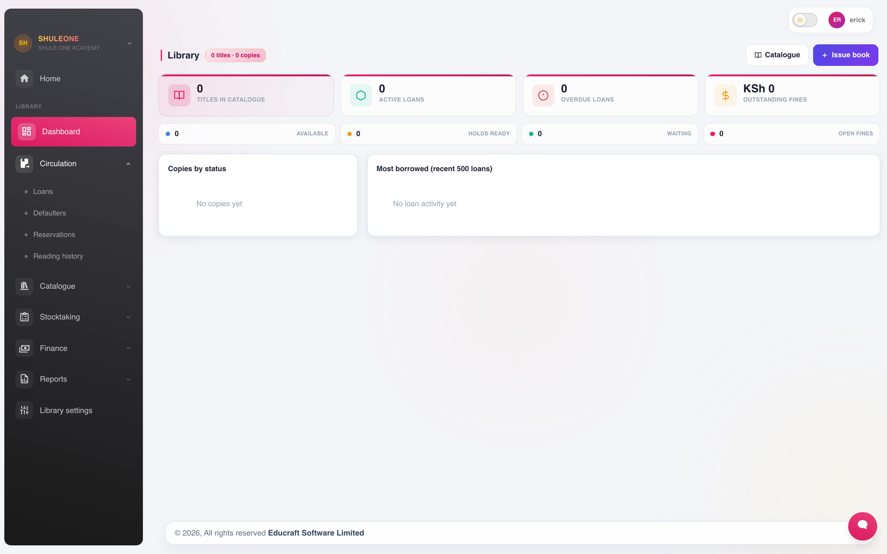 The library dashboard