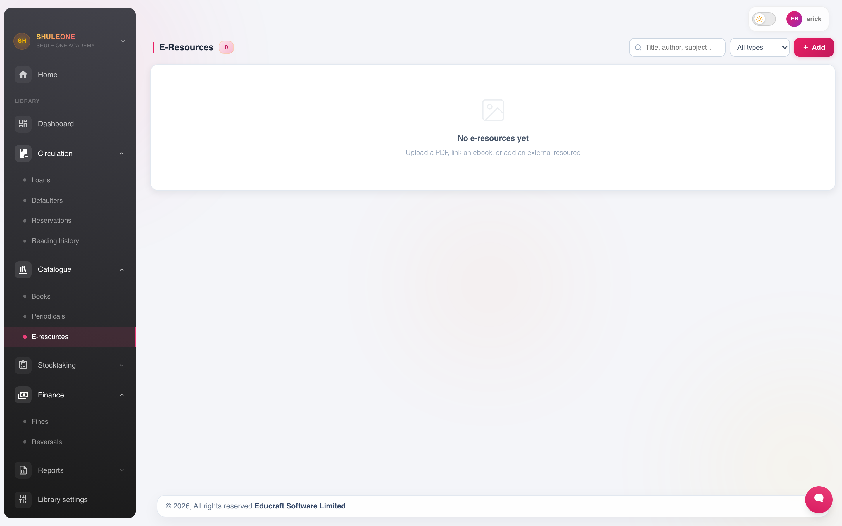The e-resources catalogue